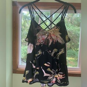 EUC! Beautiful black floral straps tank
